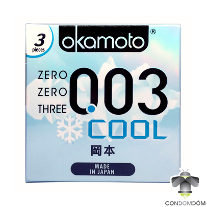 Bao cao su Okamoto 0.03 Cool cực siêu mỏng 0.03mm chứa tinh dầu bạc hà